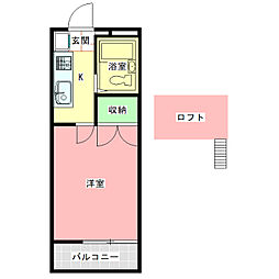 佐川ハイツA棟 1Kの間取図画像