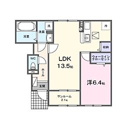 グレースクイーン 1LDKの間取図画像