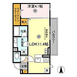 水戸市石川4丁目アパート 1LDKの間取図画像