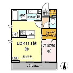 水戸市石川4丁目アパート 1LDKの間取図画像