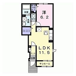 水戸市大足町アパート 1LDKの間取図画像