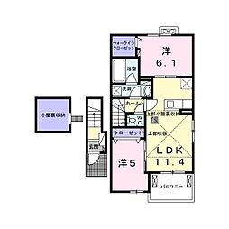 カカアコ 2LDKの間取図画像