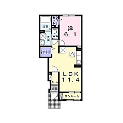 シンビオシス 1LDKの間取図画像