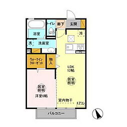 D-room赤塚B 1LDKの間取図画像