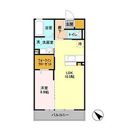 パークドオートムD 1LDKの間取図画像