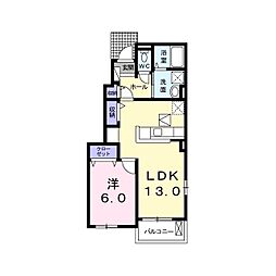 アプローズA 1LDKの間取図画像