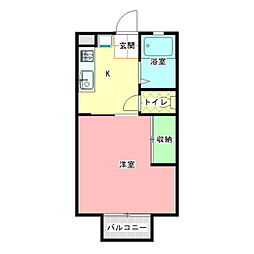 久保田ハイツ 1Kの間取図画像