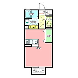 メヌエット ワンルームの間取図画像