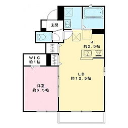 ラーク見川 A 1LDKの間取図画像