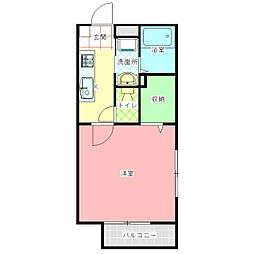サンルーカス 1Kの間取図画像