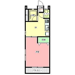 コーポ金沢A棟 1DKの間取図画像