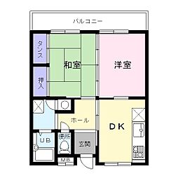 ベイサイド 2DKの間取図画像