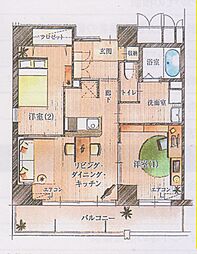 静岡鉄道静岡清水線 新清水駅 徒歩1分の賃貸マンション 3階2LDKの間取り