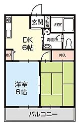 EXCELT'SA棟 2DKの間取図画像