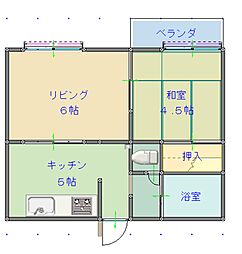 カーサベルデサノ 2DKの間取図画像