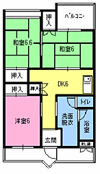 コーポサイプレス 3DKの間取図画像