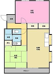 サンヒルズヤマセ 2LDKの間取図画像