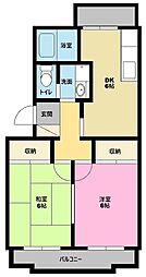 クノール社宅 2DKの間取図画像