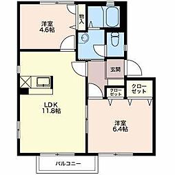 プランドールSB 2LDKの間取図画像