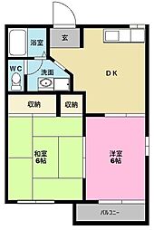 サンハイム向島 2DKの間取図画像