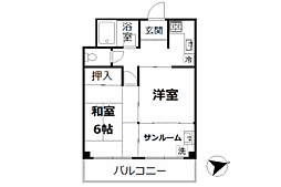 伊豆山コーポラス 2Kの間取図画像