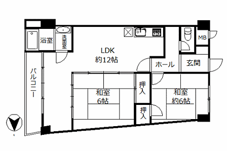 2LDK 間取り