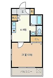 グリーンピュア 1Kの間取図画像