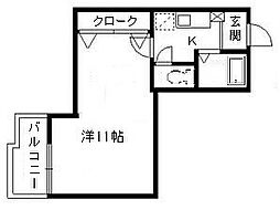中沢メルド25 1Kの間取図画像