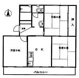 平松コーポラス 3DKの間取図画像