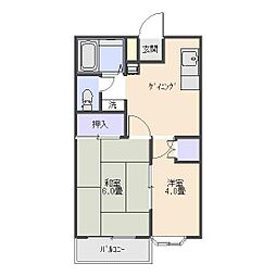 バス 三菱電機前下車 徒歩5分の賃貸マンション 2階1DKの間取り