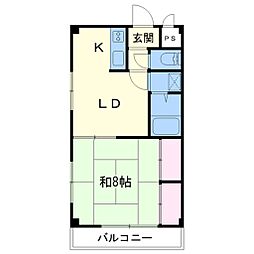 ヒルズロビン 1LDKの間取図画像