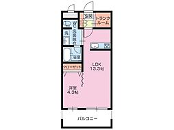 グリーンアベニュー中瀬 1SLDKの間取図画像