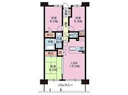 モナーク沼津 3LDKの間取図画像