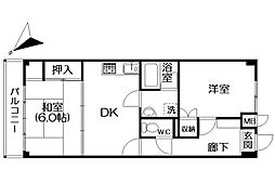 ルシーヌ南熱海第2 2DKの間取図画像