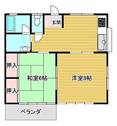川奈ロイヤルハイム 2DKの間取図画像