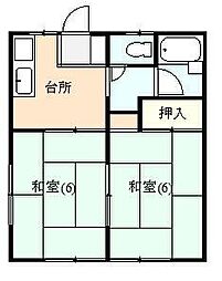 コーポ赤石 2Kの間取図画像