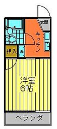 博文荘 1Kの間取図画像