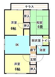 セジュール水泉山 3DKの間取図画像