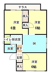 セジュール水泉山 3DKの間取図画像
