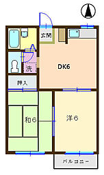 タウニィ緑ケ丘 2DKの間取図画像