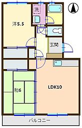 レヂデンス石井S 2LDKの間取図画像