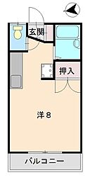 ツインパークせせらぎ西館 1Kの間取図画像