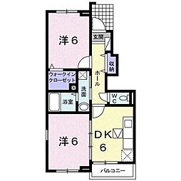 綿屋キャトルA 2DKの間取図画像