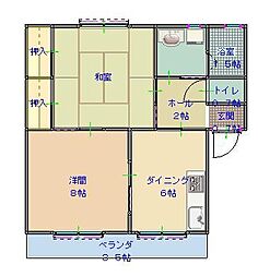 JR東海道本線 袋井駅 徒歩15分の賃貸アパート 2階2DKの間取り