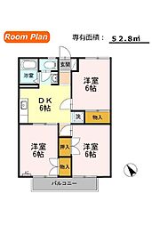 山田アパート 3DKの間取図画像