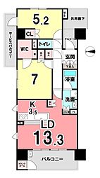 シャリエ安東一丁目 2LDKの間取図画像