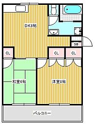 片川コーポ 2DKの間取図画像