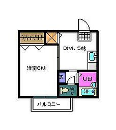 岩崎ハイツ 1Kの間取図画像