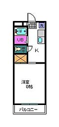 ラ・フォンテーヌ 1Kの間取図画像