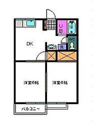 ストリーム八幡 2DKの間取図画像